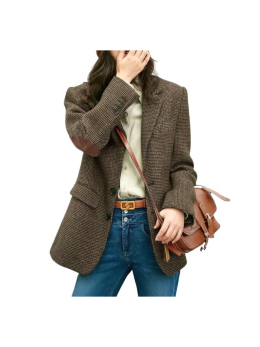 Wool Blend Plaid Blazer Jacket Button Down Business Casual Work Coat